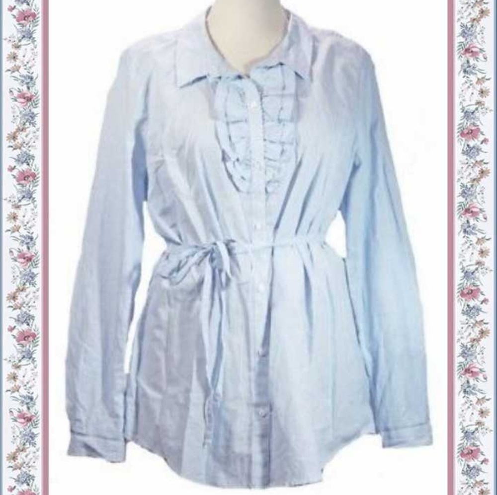 NEW LOFT Light Blue & White Pinstripe Tunic top XL